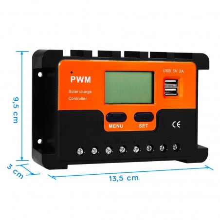 Contrôleur de charge solaire PWM Q-KZ030 écran LCD antichoc 12V décharge 30A