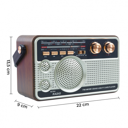 Radio FM rétro sans fil Q-FM01 haut-parleur portable MP3 Bluetooth USB AUX TF
