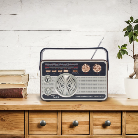 Radio FM rétro sans fil Q-FM01 haut-parleur portable MP3 Bluetooth USB AUX TF