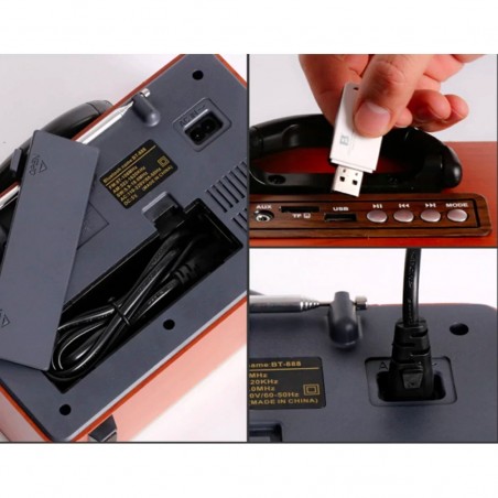 Q-YX2022 Télécommande radio rétro sans fil MP3 Carte TF portable USB AUX