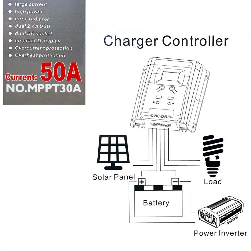Contrôleur de charge solaire MPPT30A Affichage...