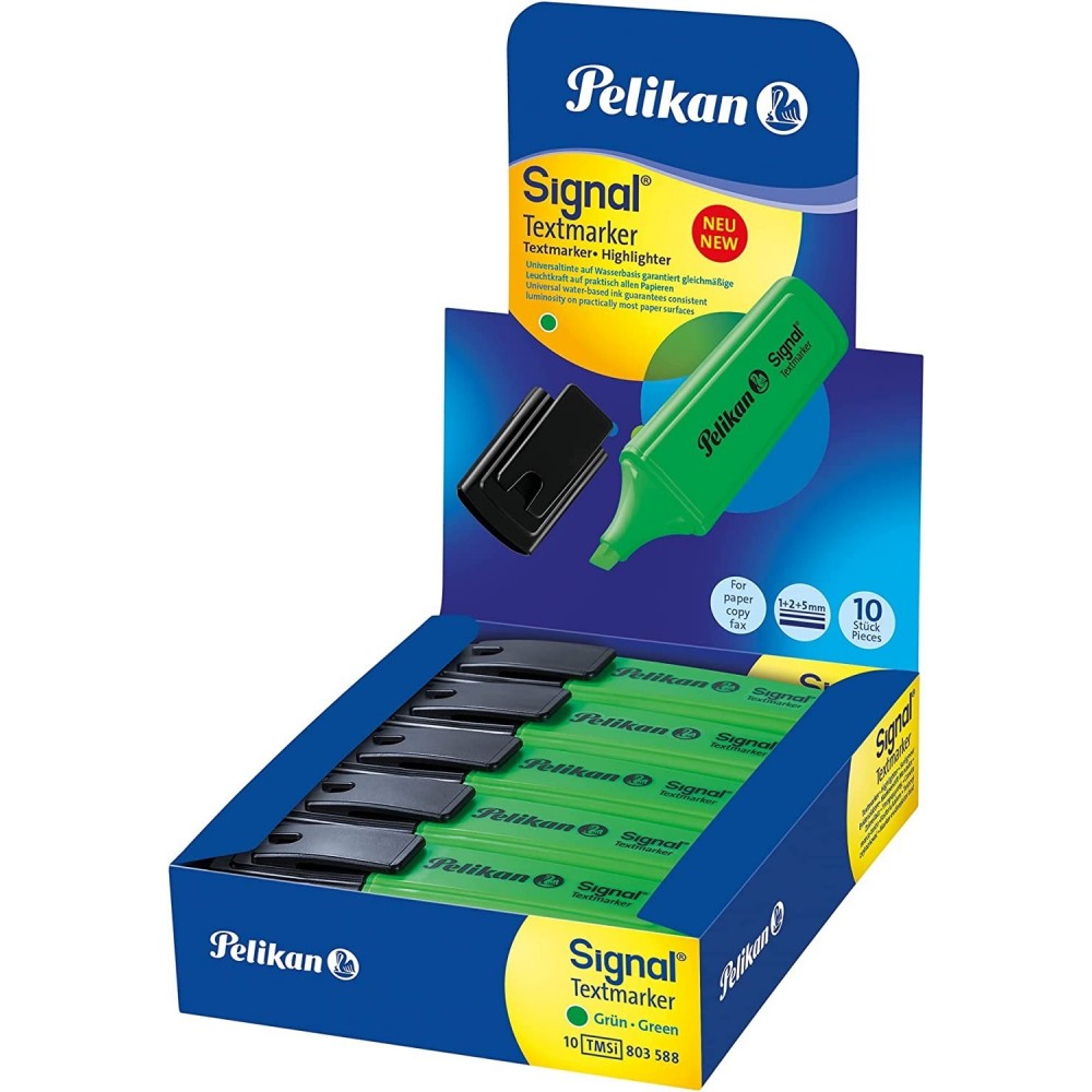 Pack 10 pièces de surligneurs avec bouchon clip Signal Pelikan Highlighter Value