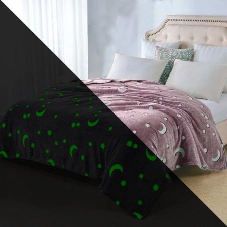 Plaid doux lunes et soleils fluorescents rose magique pour enfants