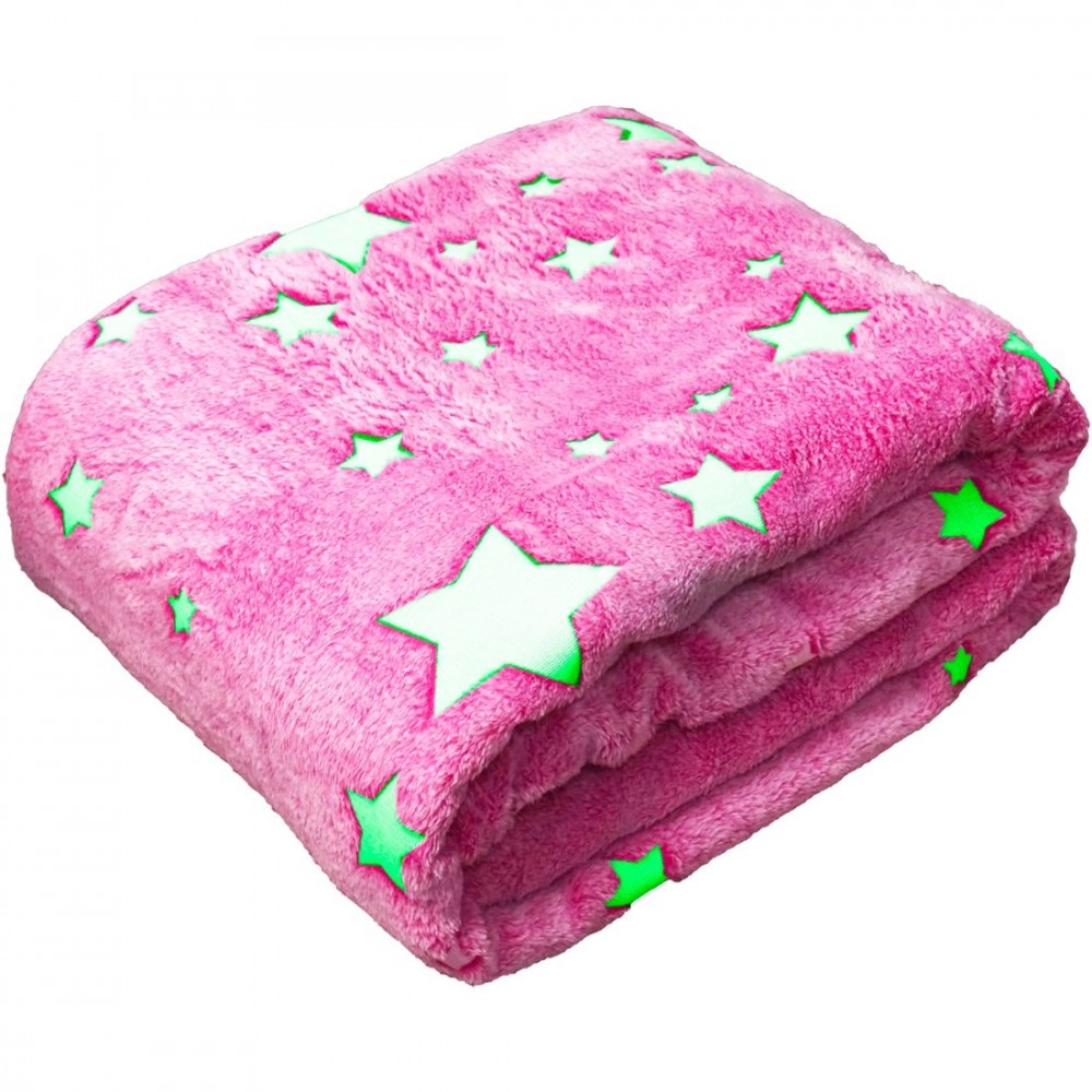 Couverture en flanelle douce magique pour enfants étoiles fluorescentes roses