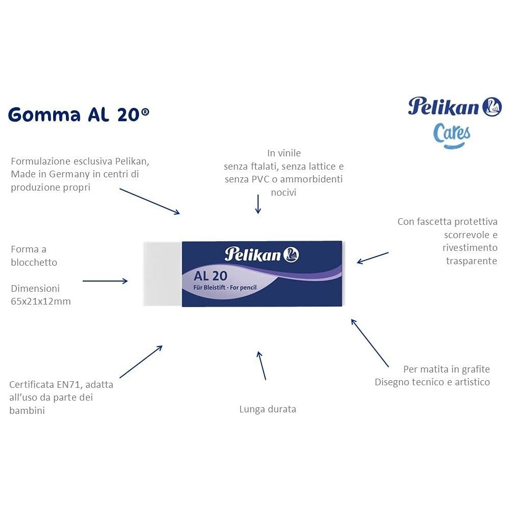 Lot de 20 gommes PELIKAN AL 20 blanches pour...