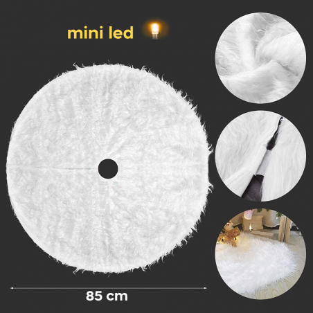 Base Cover Sapin de Noël en peluche tapis blanc 85cm avec mini lumières LED