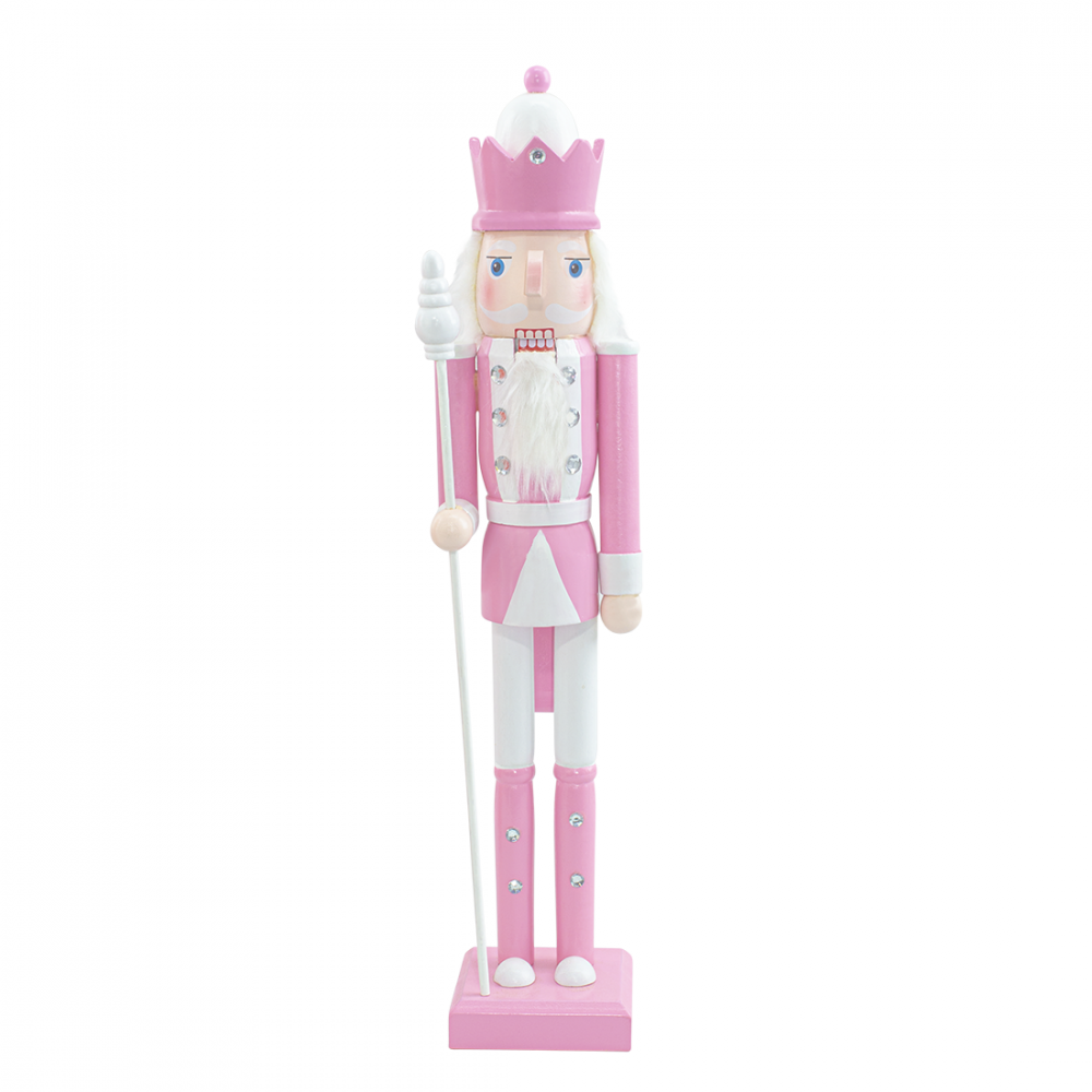 Casse-Noisette en Bois Soldat 50H 433017 Décorations de Noël Rose avec Sceptre