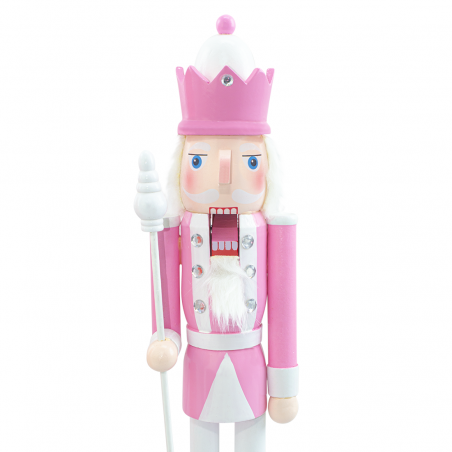 Casse-Noisette en Bois Soldat 50H 433017 Décorations de Noël Rose avec Sceptre
