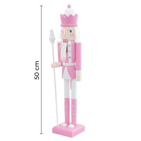 Casse-Noisette en Bois Soldat 50H 433017 Décorations de Noël Rose avec Sceptre