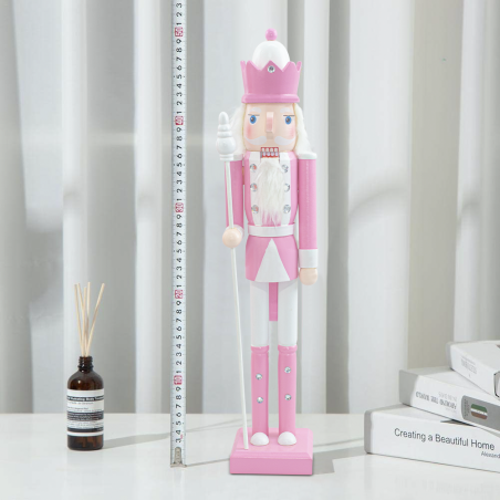 Casse-Noisette en Bois Soldat 50H 433017 Décorations de Noël Rose avec Sceptre