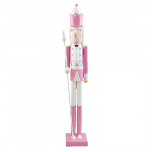 Casse-Noisette en Bois Soldat 90H 433018 Décorations de Noël Rose avec Sceptre