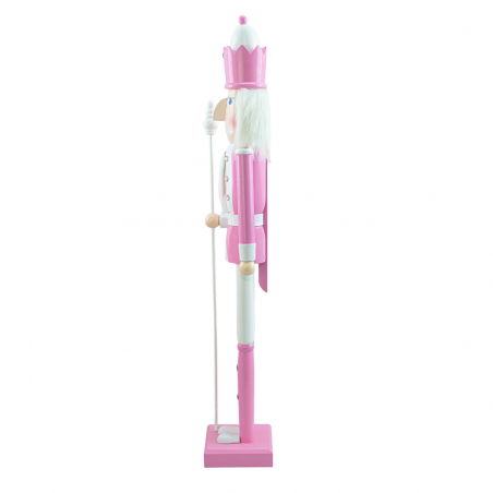 Casse-Noisette en Bois Soldat 90H 433018 Décorations de Noël Rose avec Sceptre