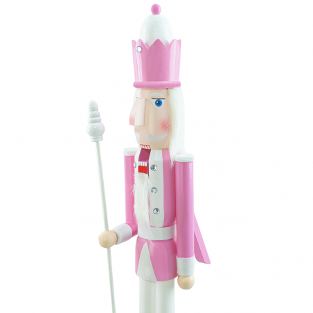 Casse-Noisette en Bois Soldat 90H 433018 Décorations de Noël Rose avec Sceptre