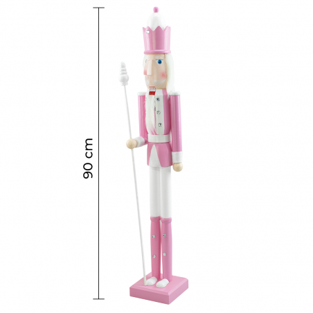 Casse-Noisette en Bois Soldat 90H 433018 Décorations de Noël Rose avec Sceptre