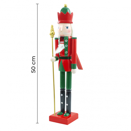 Casse-Noisette en Bois Soldat 50H 433032 Décorations de Noël Rouge et Vert