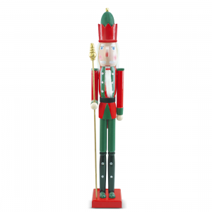 Casse-Noisette en bois Soldat 90H 433033 Décorations de Noël rouge avec sceptre