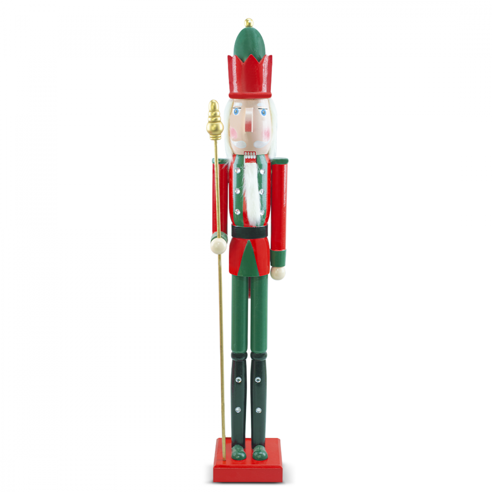 Casse-Noisette en bois Soldat 90H 433033 Décorations de Noël rouge avec sceptre