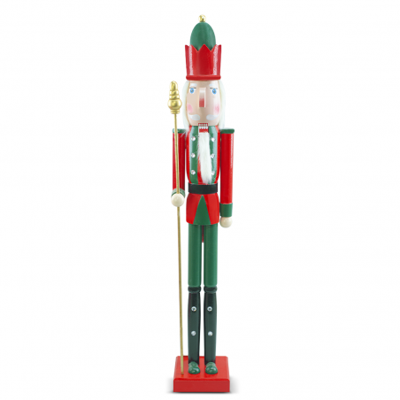 Casse-Noisette en bois Soldat 90H 433033 Décorations de Noël rouge avec sceptre