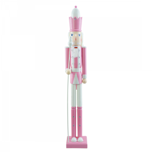 Soldat Casse-Noisette en bois 120H 433053 Décorations de Noël rose avec sceptre