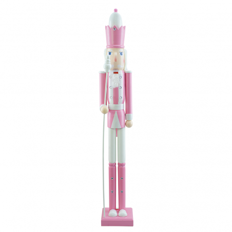 Soldat Casse-Noisette en bois 120H 433053 Décorations de Noël rose avec sceptre