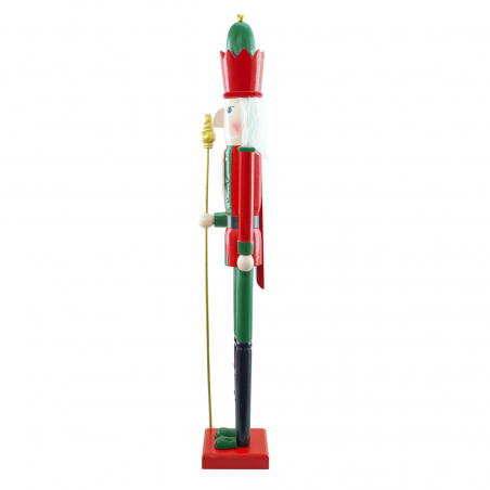 Casse-Noisette en Bois Soldat 120H 433056 Décoration de Noël Rouge avec Sceptre