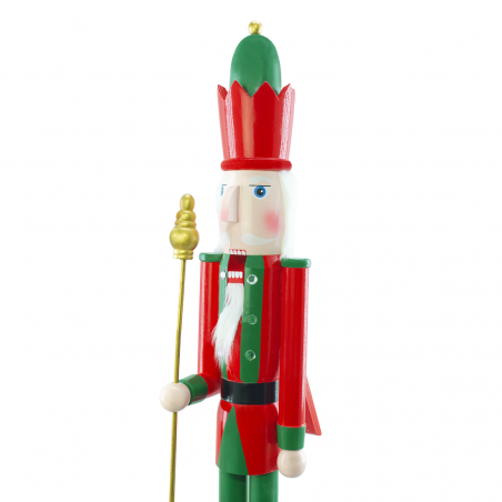 Casse-Noisette en Bois Soldat 120H 433056 Décoration de Noël Rouge avec Sceptre