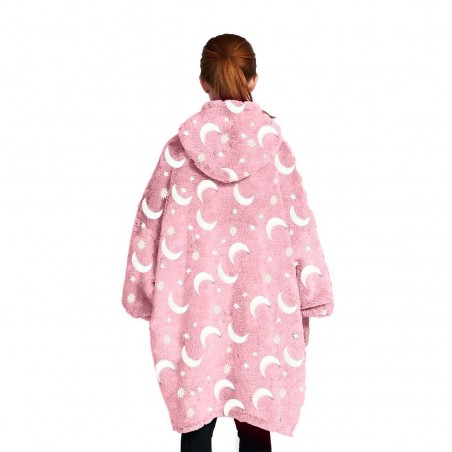 Polaire à capuche lune et étoiles fluorescentes pour enfants