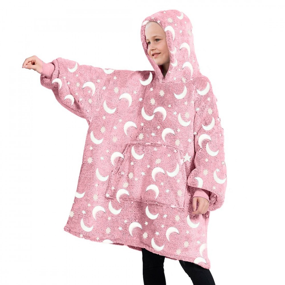 Polaire à capuche lune et étoiles fluorescentes...