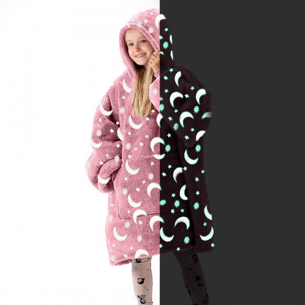 Polaire à capuche lune et étoiles fluorescentes...