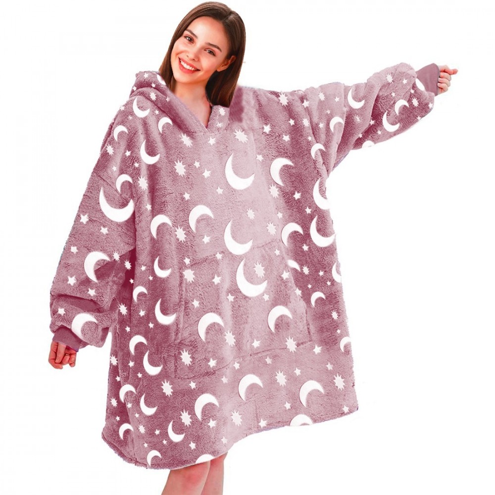 Manteau polaire oversize ROSE fluo avec capuche...