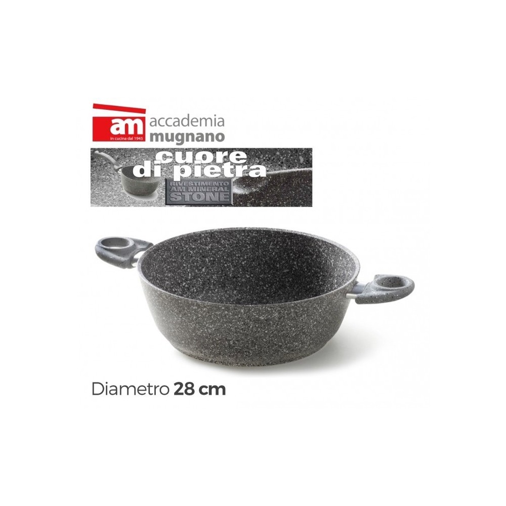 Casserole - Fait tout - Diamétre de 28 cm - deux poignées antiadhésives et revêtement pierre - Accademia Mugnano