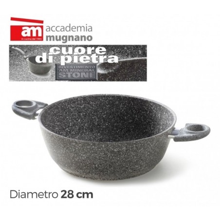 Casserole - Fait tout - Diamétre de 28 cm - deux poignées antiadhésives et revêtement pierre - Accademia Mugnano