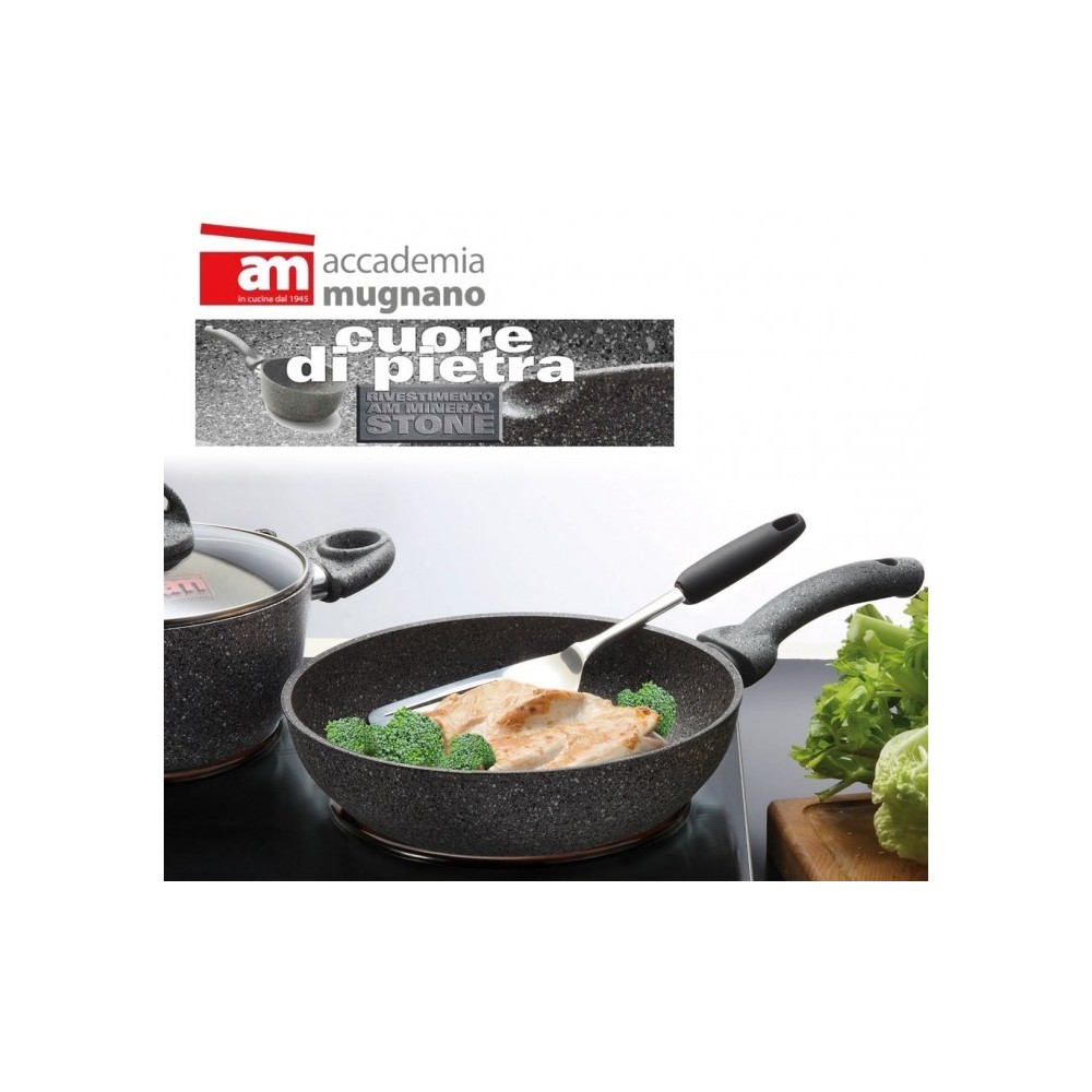 Sauteuse - Diamétre de 28 cm - poignée antiadhésive et revêtement pierre - Accademia Mugnano - Linea Cuore di Pietra