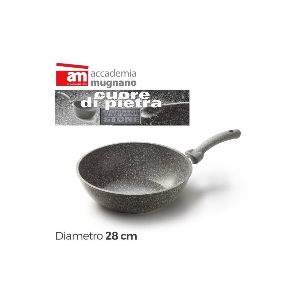 Sauteuse - Diamétre de 28 cm - poignée antiadhésive et revêtement pierre - Accademia Mugnano - Linea Cuore di Pietra