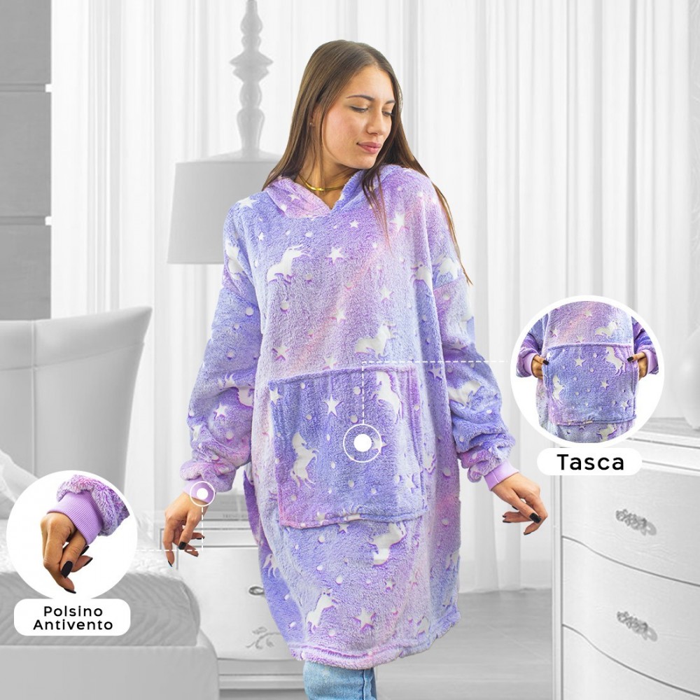 Cape polaire Lilas fluo Manches oversize avec...