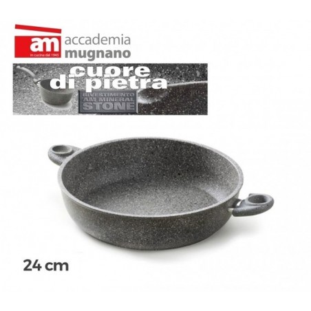 Poele - Diamétre de 24 cm - deux poignées antiadhésives et revêtement pierre - Accademia Mugnano