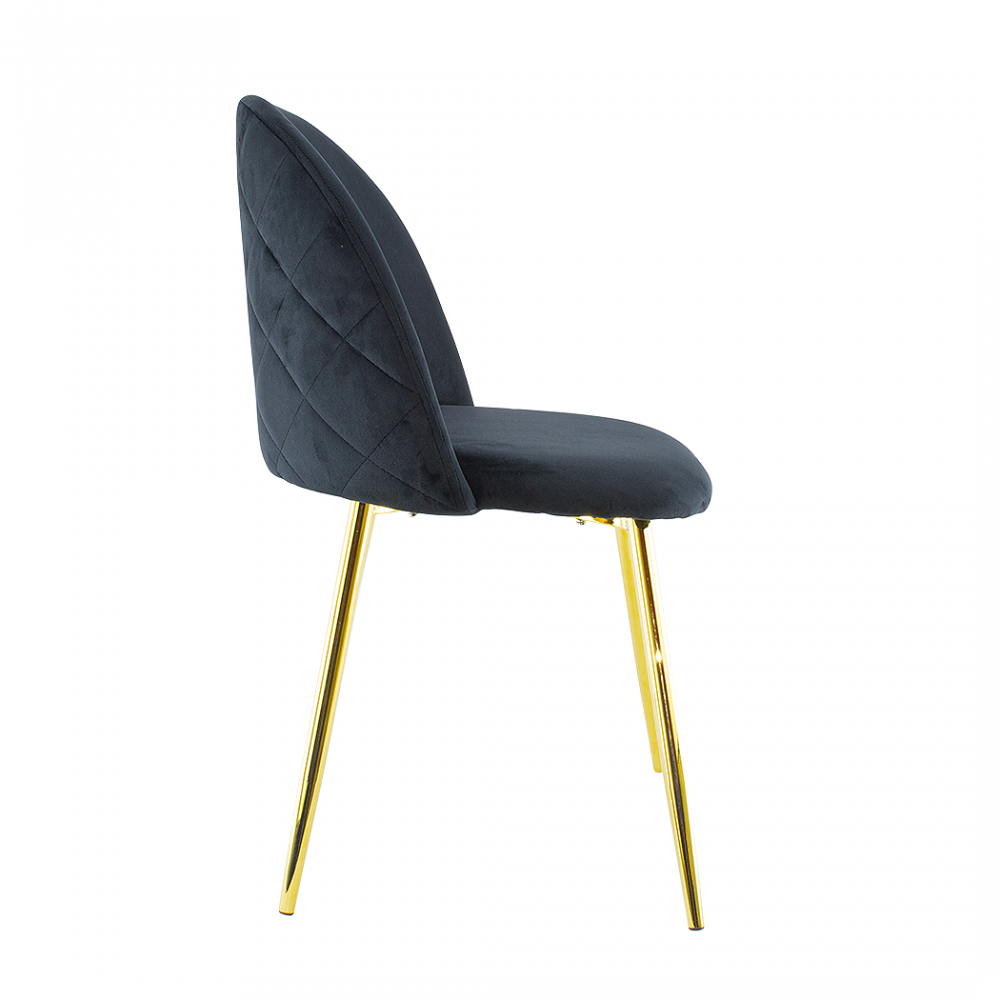 Chaise de salon SHELBY 50x45x80H cm fauteuil vintage en velours et pieds dorés