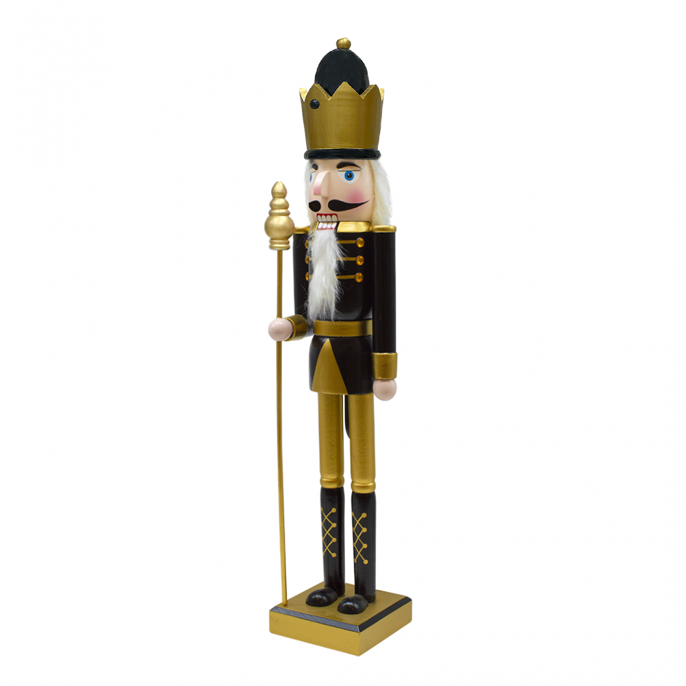 Soldat Casse-Noisette 50Hcm 433012 Décoration de Noël Or Noir avec sceptre