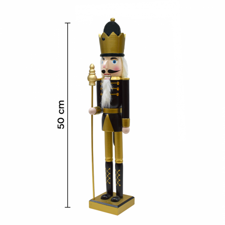 Soldat Casse-Noisette 50Hcm 433012 Décoration de Noël Or Noir avec sceptre