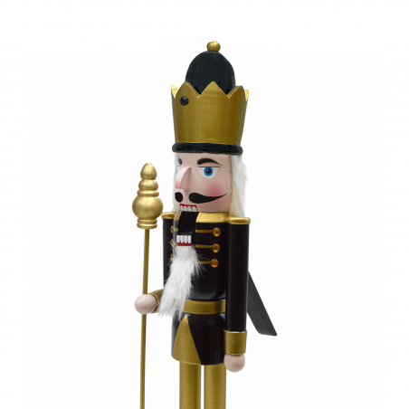Soldat Casse-Noisette 50Hcm 433012 Décoration de Noël Or Noir avec sceptre