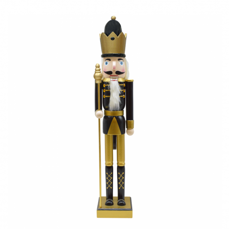Soldat Casse-Noisette 50Hcm 433012 Décoration de Noël Or Noir avec sceptre
