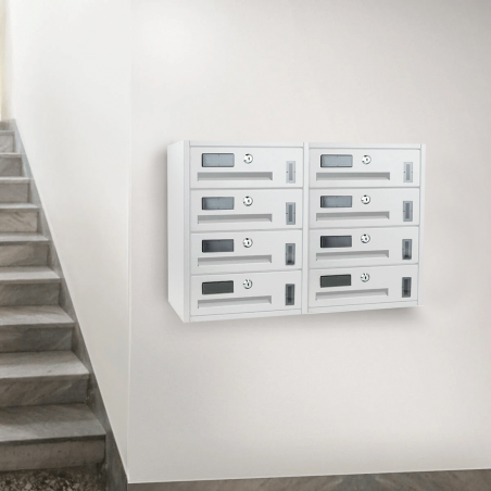 Boîte aux lettres commune 8 places ARTIGIAN FERRO 783D 42x18x62 cm BLANCHE