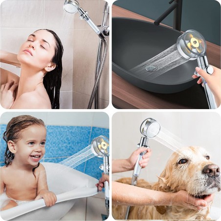 Pomme de douche turbo orientable à 360° avec filtre purifiant
