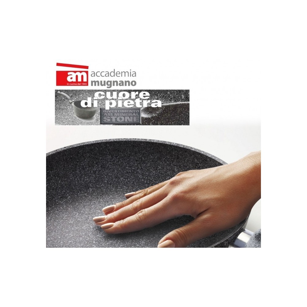 Poele - Diamétre de 36 cm - deux poignées antiadhésives et revêtement pierre - Accademia Mugnano