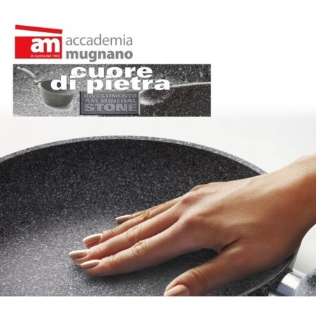 Poele - Diamétre de 36 cm - deux poignées antiadhésives et revêtement pierre - Accademia Mugnano