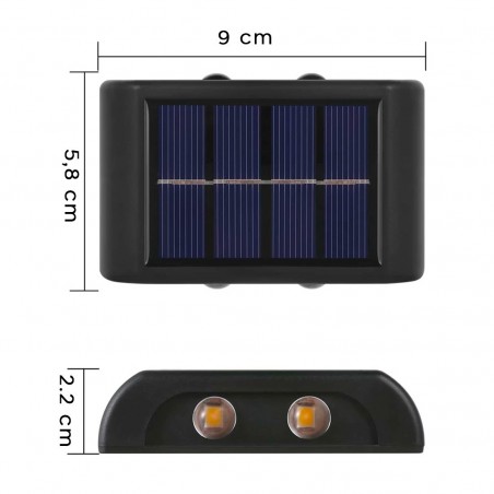 Pack 2 appliques LED recharge solaire pour extérieur IP66 Cold Light
