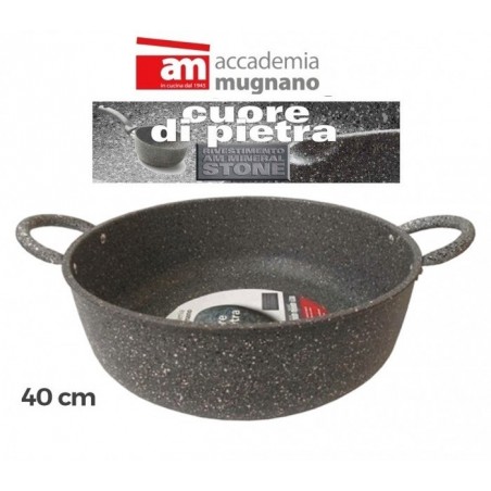 Casserole - Fait tout - Diamétre de 40 cm - deux poignées antiadhésives et revêtement pierre - Accademia Mugnano 