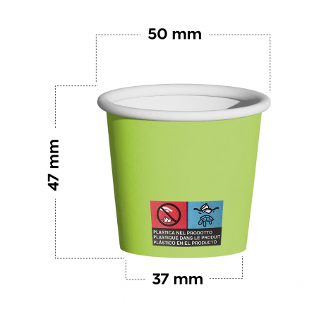 Pack de 50 gobelets à café jetables biodégradables colorés 75ml