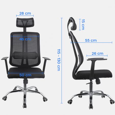 Fauteuil de direction réglable noir ALBERT Appui-tête et accoudoirs