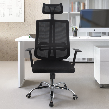 Fauteuil de direction réglable noir ALBERT Appui-tête et accoudoirs